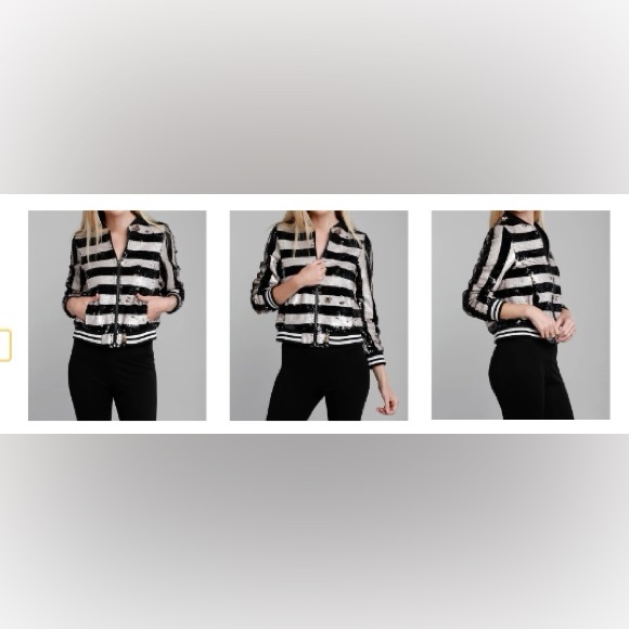 NWT. Dolce Cabo. Sequin Bomber jacket. GOLD. XS. - Picture 6 of 6